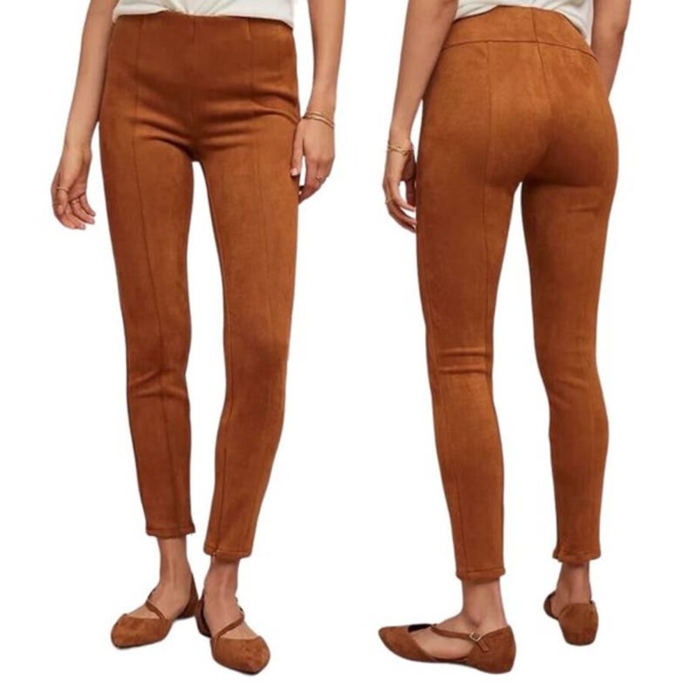 Anthropolgie Women's Brown Faux Suede‎ Pull On Ankle Pant. Size 25